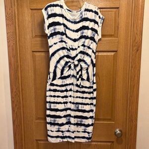 Liz Claiborne Blue and White Tie-Dye Dress Size M